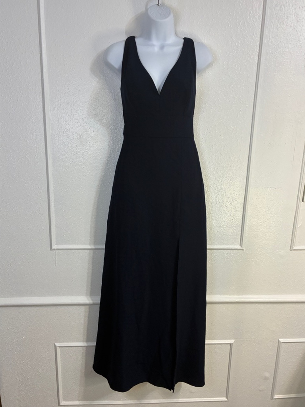 After Six Midnight Navy V-Neck Maxi Gown with Front Slit Sz.6